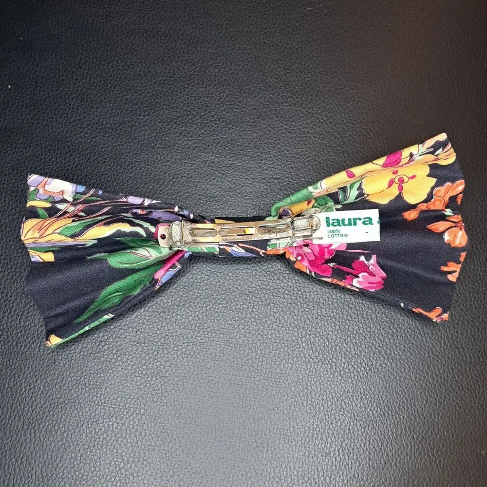 Vintage Laura Ashley Rare Bow Hair Clip 100% Cotton Great Britain